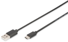 USB 2.0 connection cable, USB plug type C to USB plug type A, 1 m, black, AK-300154-010-S