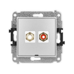 ICON Mechanizm gniazda podwójnego RCA, bez pola opisowego (typu cinch - biały i czerwony, pozłacany) srebrny metalik 7IGRCABO-2