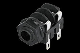 6.35 mm jack panel socket, 2 pole (mono), solder connection, PA, NMJ4HF-S
