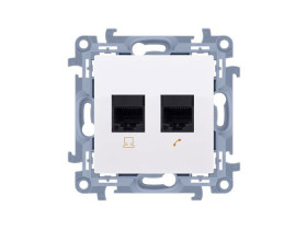 SIMON 10 Gniazdo komputerowe RJ45 kat.6 + gniazdo telefoniczne RJ12 białe C6T.01/11 KONTAKT SIMON