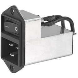 Suppressor filter IEC plug C20, 50 to 60 Hz, 16 A, 250 VAC, 600 µH, faston plug 6.3 mm, EC12.2201.001.21