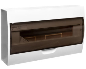 Rozdzielnica modułowa tworzywo 1x18 natynkowa IP40 IK06 N+PE II klasa drzwi transparentne szare DB118S 1X18P/SMD biały 3834