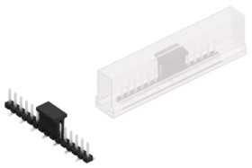 Pin header, 15 pole, pitch 2.54 mm, angled, black, 10059089