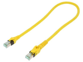 Patch cord S/FTP 6a linka Cu PUR żółty 0,5m 27AWG Żyły: 8 09488447745005