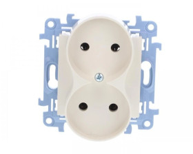 Simon 10 Gniazdo podwójne b/u kremowe 16A 250V IP20 CG2M.01/41