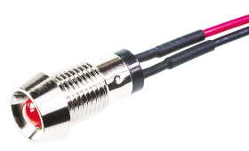 Lampka kontrolna do montażu panelowego 2.8V, czerwona 8mm LED Chrom Wyprowadzenia Marl