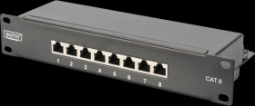 DN-91608S Patch panel, Cat.6, 1U, 8 port, shielded, black