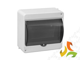 Rozdzielnica natynkowa 8 modułowa 1x8M drzwi transparentne IP40 S-8 C.2069 PAWBOL