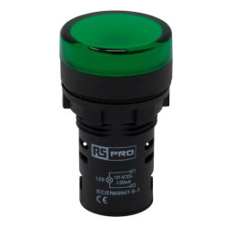 Kontrolka 12V ac/dc Zielony RS PRO średnica wycięcia 22mm Montaż panelowy