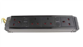 Listwa Zasilająca, Z Bezpiecznikiem, 4 Wtykowa Dł. Kabla 0.15M Typ G - Brytyjski