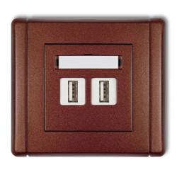 FLEXI Gniazdo podwójne 2xUSB-AA 3.0 brązowy metalik 9FGUSB-6