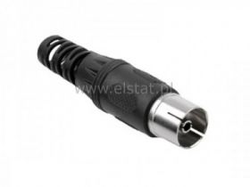 Gniazdo antenowe TV długie czarne; odgiętka