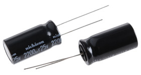 Kondensator 2200μF 25V dc Radialny, Otwór przelotowy Nichicon roztaw: 5mm 12.5 (Dia.) x 25mm