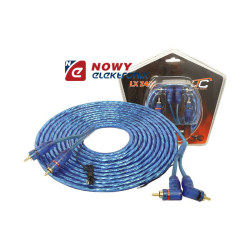 Kabel 2xRCA 5m Kątowy + przewód sterujący do wzmacniacza niebieski