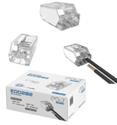 Szybkozłączka instalacyjna do przewodów sztywnych maks. 2.5mm² 2-przew. EDO202 100szt