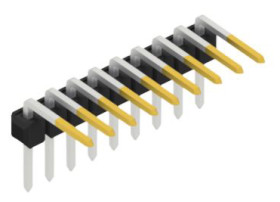 Pin header, 9 pole, pitch 2.54 mm, angled, black, SL30809S