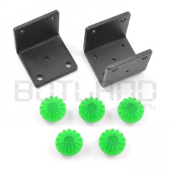 Zestaw 5 kątowych kół zebatych z uchwytami