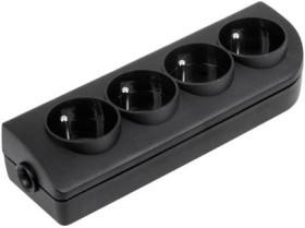 GN40-2 gniazdo przedłużacza elektrycznego z uziemieniem 4x gniazdo - czarne