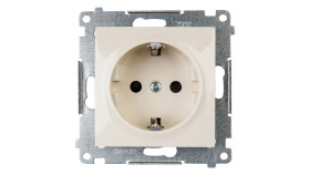 Simon 54 Gniazdo Pojedyncze Schuko Z/U 16A Ip20, Szybkozłącza, Kremowe...