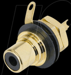 NYS367-0 RCA panel jack, gold, black colour ID ring