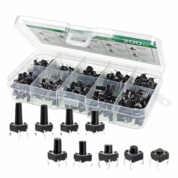 Zestaw Mikroswitch 200Szt. Tact Switch, Różne wymiary, mikrostyki