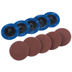 Draper 75613 Ten 50mm 240 Grit Aluminium Oxide Sanding Discs