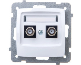 KARO Gniazdo antenowe podwójne typu F białe GPA-2SF/m/00