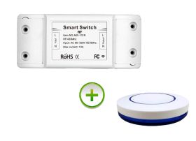Przekaźnik 230V sterowany pilotem radiowym 433MHz + Pilot przycisk dla Sonoff/niebieski
