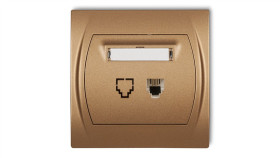 Logo Gniazdo Telefoniczne Pojedyncze 1Xrj11, 4-Stykowy Złoty Metalik 8Lgt-1