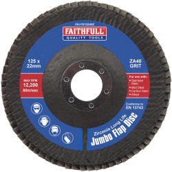 Faithfull FAIFD12540Z Zirconia Abrasive Jumbo Flap Disc ZA40 125mm