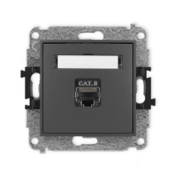 ICON Mechanizm gniazda komputerowego pojedynczego 1xRJ45, kat. 8, ekranowane, 8-stykowy grafitowy mat 28IGK-11