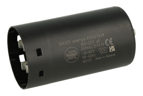 Kondensator; silnikowy (rozruchowy); 412803424; 208uF; 250V AC; fi 45,5x84mm; konektory 6,3mm; śruba z nakrętką; Ducati; RoHS