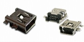 Gniazdo USB mini 2.0 montażowe poziome THT