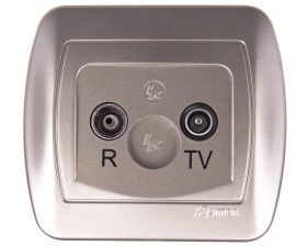 Simon Akord Gniazdo antenowe R/TV przelotowe satyna metalizowana AA10/29