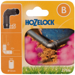 Hozelock 100-001-328 2766 90&#xB0; Elbow Connector 13mm (Pack 5)