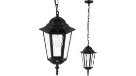Lampa Ogrodowa Wisząca Zewnętrzna E27 Latarnia Czarna Bellis Lumiled