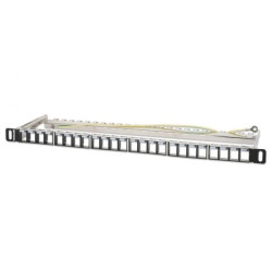 patch panel 24 porty na moduły KEYSTONE, 0.5U, z tacką