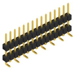 Pin header, 15 pole, pitch 2.54 mm, angled, black, 10051781