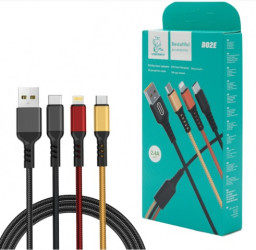 PRZEWOD USB 3W1 2,4A 1M OPLOT