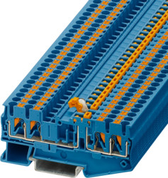 Knife disconnect terminal, push-in connection, 0.34-4.0 mm², 4 pole, 20 A, 8 kV, blue, 3211676