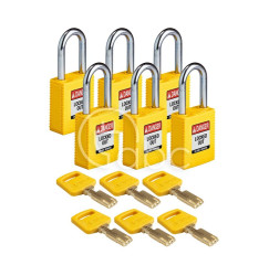 Kłódka LOTO SafeKey nylonowa, szekla stalowa 38 mm, żółta (6 szt.), 150225