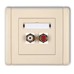 FLEXI Gniazdo podwójne RCA (typu cinch - biały i czerwony, pozłacane) beżowy 1FGRCA-2