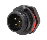 SPP1312-3WZ-P Wtyk 3 pin, zakręcane na obudowę, wodoodporny - gwint zewnętrzny