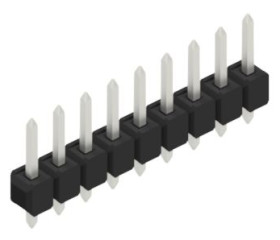 Pin header, 9 pole, pitch 2.54 mm, straight, black, 10053793
