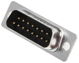 Złącze D-Sub 15-pinowe Męski Proste Montaż na panelu Złoto