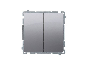 SIMON BASIC Wyłącznik zwierny przycisk podwójny dwuobwodowy: 2 wejścia 2 wyjścia (moduł) 16AX 250V szybkozłącza stal inox BMP2.0