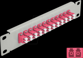 66790 10" Fiber Optic Patch Panel 12 Port LC Duplex violet 1U grey