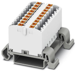 Distribution block, push-in connection, 0.14-4.0 mm², 18 pole, 24 A, 8 kV, white, 3273188