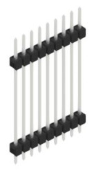 Pin header, 9 pole, pitch 2.54 mm, straight, black, 10056894