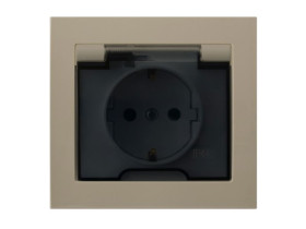 KIER Gniazdo pojedyncze z uziemieniem schuko beżowy klapka dymna GPH-1WS/01/d OSPEL